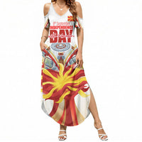 North Macedonia Independence Day Summer Maxi Dress Ilinden Monument Raised Fist Jets Flag