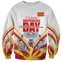 North Macedonia Independence Day Sweatshirt Ilinden Monument Raised Fist Jets Flag