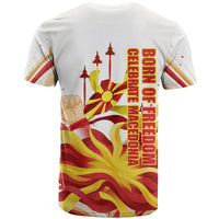 North Macedonia Independence Day T Shirt Ilinden Monument Raised Fist Jets Flag