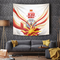 North Macedonia Independence Day Tapestry Ilinden Monument Raised Fist Jets Flag