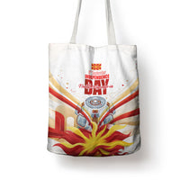 North Macedonia Independence Day Tote Bag Ilinden Monument Raised Fist Jets Flag