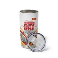 North Macedonia Independence Day Tumbler Cup Ilinden Monument Raised Fist Jets Flag