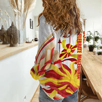 North Macedonia Independence Day Women Casual Shirt Ilinden Monument Raised Fist Jets Flag