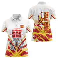 North Macedonia Independence Day Women Polo Shirt Ilinden Monument Raised Fist Jets Flag