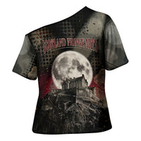 Edinburgh Fringe Cross Shoulder Shirt Scotland Fringe Arts Comedy Tragedy Masks Castle Moon