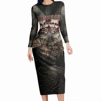 Edinburgh Fringe Long Sleeve Bodycon Dress Scotland Fringe Arts Comedy Tragedy Masks Castle Moon