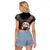 Edinburgh Fringe Raglan Cropped T Shirt Scotland Fringe Arts Comedy Tragedy Masks Castle Moon