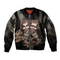 Edinburgh Fringe Sleeve Zip Bomber Jacket Scotland Fringe Arts Comedy Tragedy Masks Castle Moon