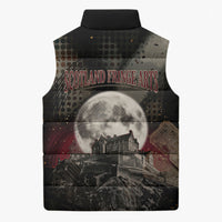 Edinburgh Fringe Sleeveless Puffer Jacket Scotland Fringe Arts Comedy Tragedy Masks Castle Moon