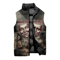 Edinburgh Fringe Sleeveless Puffer Jacket Scotland Fringe Arts Comedy Tragedy Masks Castle Moon