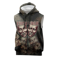 Edinburgh Fringe Sleeveless Zip Hoodie Scotland Fringe Arts Comedy Tragedy Masks Castle Moon
