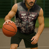 Edinburgh Fringe Sleeveless Zip Hoodie Scotland Fringe Arts Comedy Tragedy Masks Castle Moon