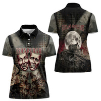 Edinburgh Fringe Women Polo Shirt Scotland Fringe Arts Comedy Tragedy Masks Castle Moon