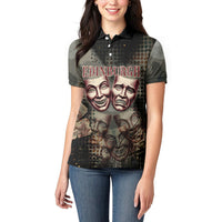Edinburgh Fringe Women Polo Shirt Scotland Fringe Arts Comedy Tragedy Masks Castle Moon