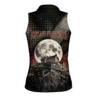 Edinburgh Fringe Women Sleeveless Polo Shirt Scotland Fringe Arts Comedy Tragedy Masks Castle Moon