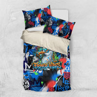 Edinburgh Fringe Festival Bedding Set Fringe Vibes Graffiti Seagull Scotland Bagpipes Street Art