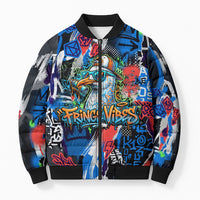 Edinburgh Fringe Festival Bomber Puffer Jacket Fringe Vibes Graffiti Seagull Scotland Bagpipes Street Art