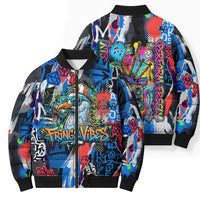 Edinburgh Fringe Festival Bomber Puffer Jacket Fringe Vibes Graffiti Seagull Scotland Bagpipes Street Art