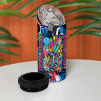 Edinburgh Fringe Festival 4 in 1 Can Cooler Tumbler Fringe Vibes Graffiti Seagull Scotland Bagpipes Street Art