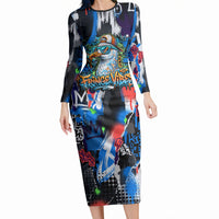 Edinburgh Fringe Festival Long Sleeve Bodycon Dress Fringe Vibes Graffiti Seagull Scotland Bagpipes Street Art