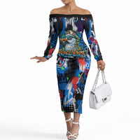 Edinburgh Fringe Festival Off The Shoulder Long Sleeve Dress Fringe Vibes Graffiti Seagull Scotland Bagpipes Street Art