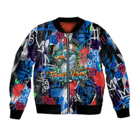 Edinburgh Fringe Festival Sleeve Zip Bomber Jacket Fringe Vibes Graffiti Seagull Scotland Bagpipes Street Art