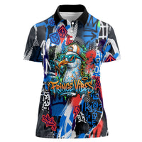 Edinburgh Fringe Festival Women Polo Shirt Fringe Vibes Graffiti Seagull Scotland Bagpipes Street Art