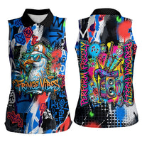 Edinburgh Fringe Festival Women Sleeveless Polo Shirt Fringe Vibes Graffiti Seagull Scotland Bagpipes Street Art