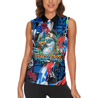 Edinburgh Fringe Festival Women Sleeveless Polo Shirt Fringe Vibes Graffiti Seagull Scotland Bagpipes Street Art