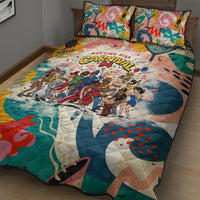 Notting Hill Carnival 94 Quilt Bed Set Vintage Festival Music Caribbean Dancers Steel Drums Pop Art