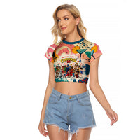 Notting Hill Carnival 94 Raglan Cropped T Shirt Vintage Festival Music Caribbean Dancers Steel Drums Pop Art