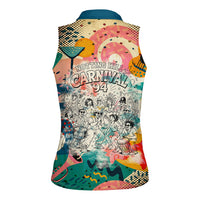 Notting Hill Carnival 94 Women Sleeveless Polo Shirt Vintage Festival Music Caribbean Dancers Steel Drums Pop Art