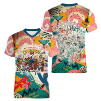 Notting Hill Carnival 94 Women V-Neck T-Shirt Vintage Festival Music Caribbean Dancers Steel Drums Pop Art