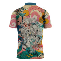 Notting Hill Carnival 94 Zipper Polo Shirt Vintage Festival Music Caribbean Dancers Steel Drums Pop Art