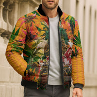 Notting Hill Carnival Bomber Puffer Jacket Caribbean Culture Music Festival Feathered Dancer Tropical