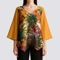Notting Hill Carnival Kimono Sleeve Blouse Caribbean Culture Music Festival Feathered Dancer Tropical