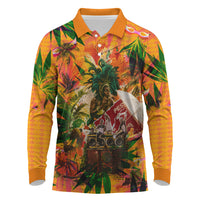Notting Hill Carnival Long Sleeve Polo Shirt Caribbean Culture Music Festival Feathered Dancer Tropical
