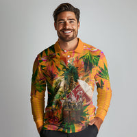 Notting Hill Carnival Long Sleeve Polo Shirt Caribbean Culture Music Festival Feathered Dancer Tropical