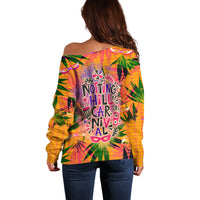 Notting Hill Carnival Off Shoulder Sweater Caribbean Culture Music Festival Feathered Dancer Tropical