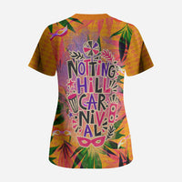Notting Hill Carnival Scrub Top Caribbean Culture Music Festival Feathered Dancer Tropical