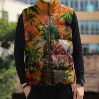 Notting Hill Carnival Sleeveless Puffer Jacket Caribbean Culture Music Festival Feathered Dancer Tropical