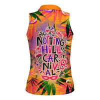 Notting Hill Carnival Women Sleeveless Polo Shirt Caribbean Culture Music Festival Feathered Dancer Tropical