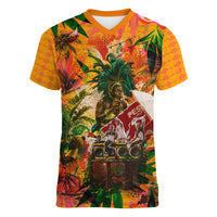 Notting Hill Carnival Women V-Neck T-Shirt Caribbean Culture Music Festival Feathered Dancer Tropical
