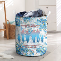 Promoted To Grandparents Laundry Basket Family Generations Blue Floral Silhouette Art