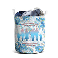 Promoted To Grandparents Laundry Basket Family Generations Blue Floral Silhouette Art