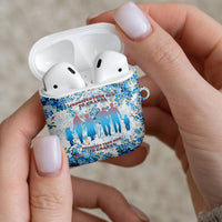 Promoted To Grandparents AirPods Case Family Generations Blue Floral Silhouette Art