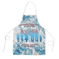 Promoted To Grandparents Apron Family Generations Blue Floral Silhouette Art