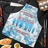 Promoted To Grandparents Apron Family Generations Blue Floral Silhouette Art