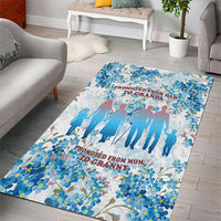 Promoted To Grandparents Area Rug Family Generations Blue Floral Silhouette Art