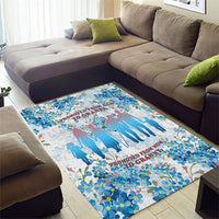 Promoted To Grandparents Area Rug Family Generations Blue Floral Silhouette Art